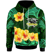 Hawaii Polynesian Hoodie Waimea Elementary School with Polynesian Patterns and Hibicus Flower LT10 Green - Polynesian Pride
