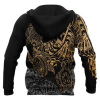 Polynesian Hawaii (Kanaka Maoli) Zip up Hoodie Gold Turtle Hibiscus Flowing - Polynesian Pride