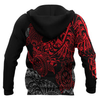 Samoa Polynesian Zip up Hoodie Red Turtle Flowing - Polynesian Pride