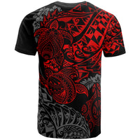 Tonga Polynesian T Shirt Tonga Coat of Arms Red Turtle Flowing - Polynesian Pride