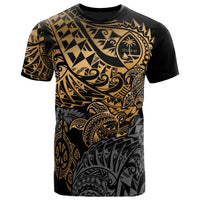 Guam Polynesian T Shirt Guam Coat of Arms Gold Turtle Flowing Unisex Gold - Polynesian Pride