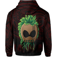 Polynesian Hula Man Helmet Hawaii Hoodie Red - Polynesian Pride
