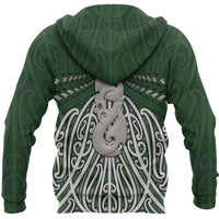 Maori Moko Tattoo Zip Hoodie, Manaia Pounamu Full Zip Hoodie - Polynesian Pride