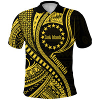 Custom Mangaia Cook Islands Polo Shirt Gold Polynesian Wave Style LT9 Adult Gold - Polynesian Pride