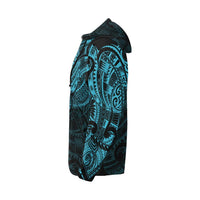 Maori Tattoo Style All Over Zip Hoodie Blue Version - Polynesian Pride