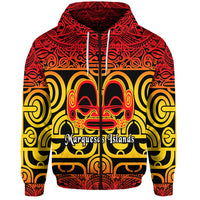Marquesas Islands Zip Hoodie Marquesan Tattoo Simple Style Gradient Red LT8 - Polynesian Pride