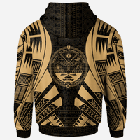 Marshall Islands All Over Zip up Hoodie Gold Tattoo Style - Polynesian Pride