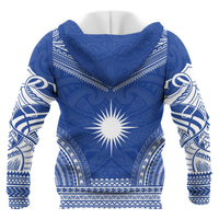 Marshall Islands Polynesian Chief Custom Zip up Hoodie Flag Version Unisex Blue - Polynesian Pride