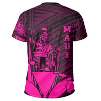 Hawaiian King Kanaka Map Polynesian Maui T Shirt Pink Hala Style - Polynesian Pride