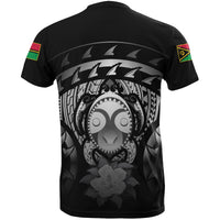 Vanuatu T Shirt Vanuatuan FLag Turtle Hibiscus (Gray) - Polynesian Pride