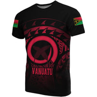 Vanuatu T Shirt Vanuatuan FLag Turtle Hibiscus (Red) Unisex Red - Polynesian Pride