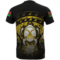 Vanuatu T Shirt Vanuatuan FLag Turtle Hibiscus (Yellow) - Polynesian Pride