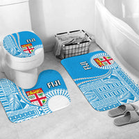 Fiji Bathroom Set Masi Tapa Patterns Blue Style LT6 - Polynesian Pride