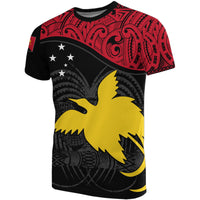 Papua New Guinea T Shirt Papua New Guinea Flag Coat Of Arms Red Black A02 Unisex Black - Polynesian Pride