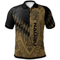 Nauru Polo Shirt Gold Color Symmetry Style Unisex Black - Polynesian Pride