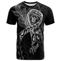 Niue T Shirt Ribbon Polynesian Style Unisex Black - Polynesian Pride