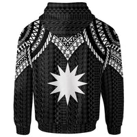 Nauru Zip up Hoodie Polynesian Armor Style Black - Polynesian Pride