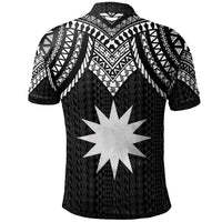 Nauru Custom Polo Shirt Polynesian Armor Style Black - Polynesian Pride