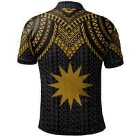 Nauru Custom Polo Shirt Polynesian Armor Style Gold - Polynesian Pride