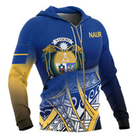 Nauru Coat of Arms Zip up Hoodie Polynesian Pattern - Polynesian Pride