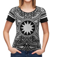 Nauru All T Shirt Nauru Coat Of Arms Polynesian White Black - Polynesian Pride