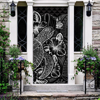 New Caledonia Door Cover Turtle Hibiscus Black Black - Polynesian Pride