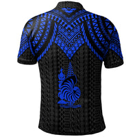 New Caledonia Custom Polo Shirt Polynesian Armor Style Blue - Polynesian Pride