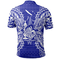 New Caledonia Polo Shirt Kanaky Coat Of Arms Map Polynesian Tattoo Blue - Polynesian Pride