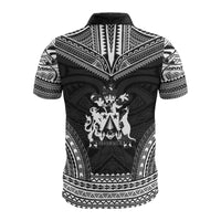 Norfolk Island Custom Polo Shirt Coat Of Arms Polynesian Chief Tattoo Black Version - Polynesian Pride