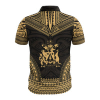 Norfolk Island Custom Polo Shirt Coat Of Arms Polynesian Chief Tattoo Gold Version - Polynesian Pride