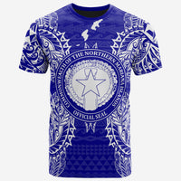 Northern Mariana Islands All T Shirt Northern Mariana Islands Seal Map Polynesian Tattoo Blue Unisex Blue - Polynesian Pride