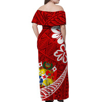 Tonga Rugby Off Shoulder Long Dress Kupesi Ngatu Ver.09 LT13 - Polynesian Pride