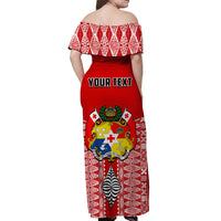 (Custom Personalised) Tonga Rugby Off Shoulder Long Dress Kupesi Ngatu Mate Maa Tonga LT13 - Polynesian Pride