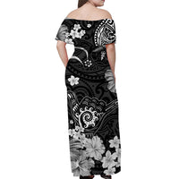 Hawaii Off Shoulder Long Dress Polynesia Black Cool Shaka Sign LT13 - Polynesian Pride