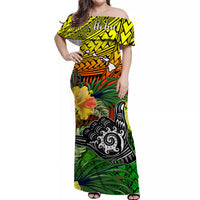 The Shaka Hawaii Off Shoulder Long Dress Tropical Flowers Reggae Version LT13 Women Reggae - Polynesian Pride