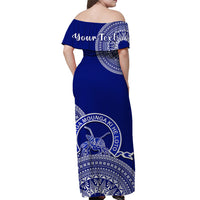 (Custom Personalised) Queen Salote Tonga College Off Shoulder Long Dress Tongan Ngatu Pattern LT14 - Polynesian Pride