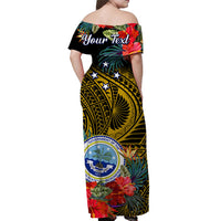 (Custom Personalised) Federated States of Micronesia Off Shoulder Long Dress Hibiscus Flowers FSM Seal Polynesian Ver.06 LT14 - Polynesian Pride