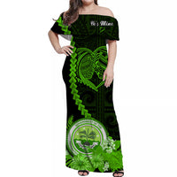 Custom Valentine Federated States of Micronesia Matching Hawaiian Shirt and Dress Heart Love Tropical Flowers Green LT14 - Polynesian Pride