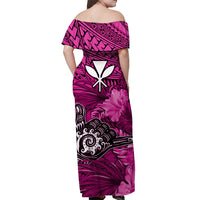 The Shaka Hawaii Off Shoulder Long Dress Tropical Flowers Pink Version LT13 - Polynesian Pride