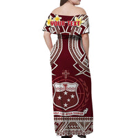 (Custom Personalised) Samoa Off Shoulder Long Dress Samoan Plumeria Flowers Mix Polynesian Pattern Ver.04 LT14 - Polynesian Pride