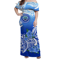 Federated States Of Micronesia Off Shoulder Long Dress Polynesian Floral Tribal LT9 - Polynesian Pride
