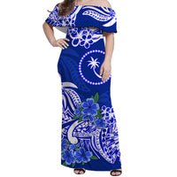 FSM Chuuk State Off Shoulder Long Dress Polynesian Floral Tribal LT9 - Polynesian Pride
