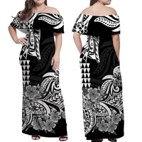 Hawaii Kakau Matching Dress and Hawaiian Shirt Polynesian Flower Tribal Black Version LT9 - Polynesian Pride