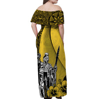 Hawaiian King Kamehameha Off Shoulder Long Dress Vibe Yellow Style LT6 - Polynesian Pride