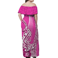 Hawaiian Shark Polynesian Off Shoulder Long Dress Vibe Pink Style LT6 - Polynesian Pride