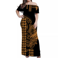 Hawaii Kakau Matching Dress and Hawaiian Shirt Polynesian Warrior Gold LT6 - Polynesian Pride