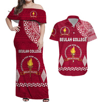 Custom Tonga Polynesian Matching Hawaiian Shirt and Dress Beulah College with Ngatu Pattern LT14 Maroon - Polynesian Pride