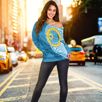 (Custom Personalised) Vanuatu Sanma Province Off Shoulder Sweater Sanma Emblem LT7 - Polynesian Pride