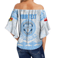 Personalised Tonga Apifo'ou College Off Shoulder Waist Wrap Top Viva AFC - White LT7 - Polynesian Pride