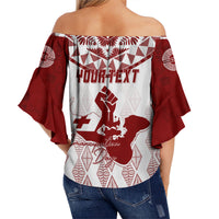 Tonga Personalised Off Shoulder Waist Wrap Top Emancipation Day Lion Style LT7 - Polynesian Pride
